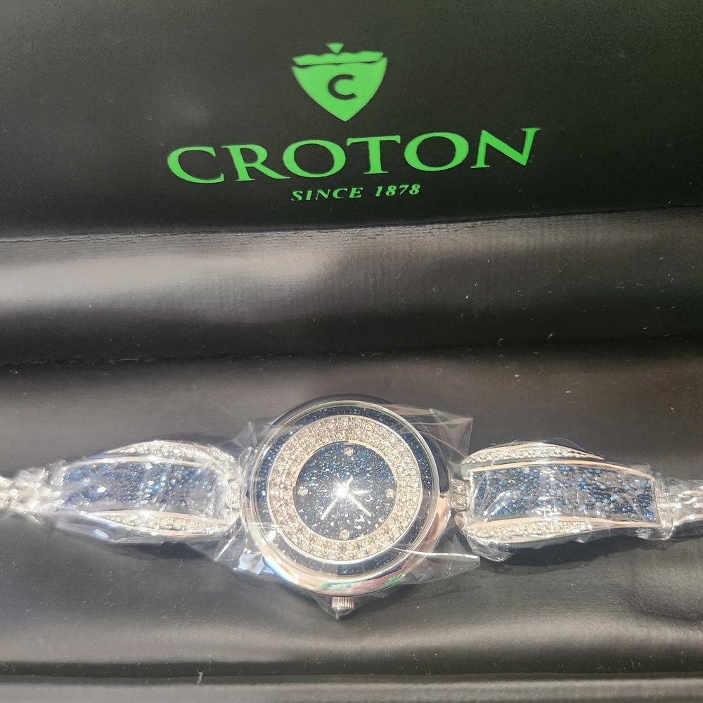 Croton Silver and Blue Sparkle Watch